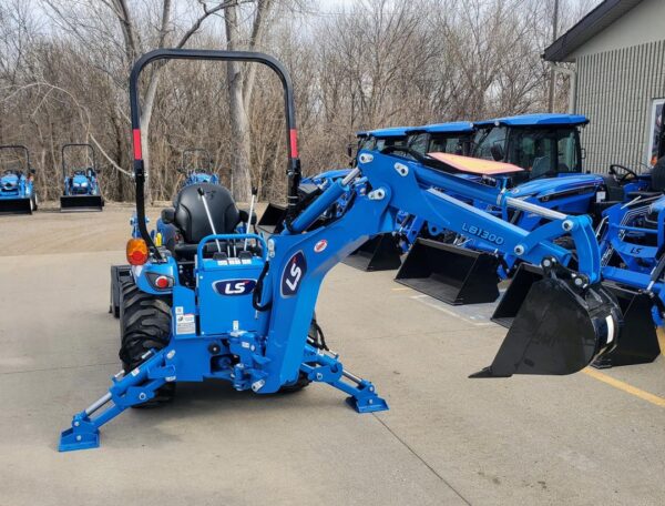 Ls lawn mower tractor with front loader and backhoe